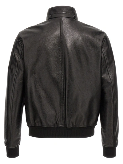 Shop Tom Ford Grainy Leather Bomber Jacket Casual Jackets, Parka Black
