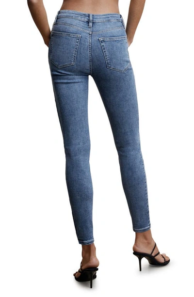 Shop Mango High Waist Skinny Jeans In Open Blue