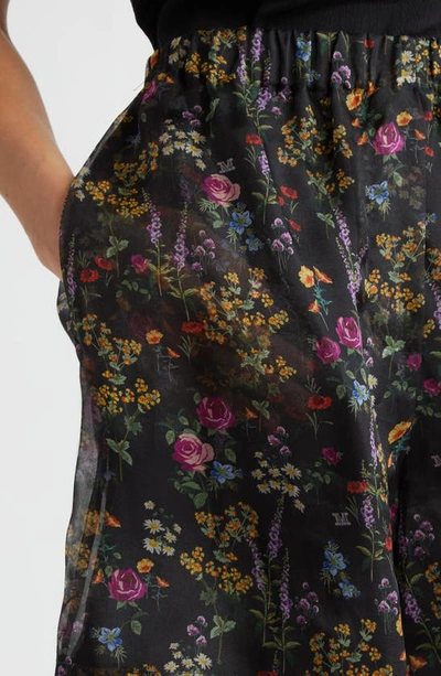Shop Max Mara Nordica Floral Silk Organza Shorts In Black