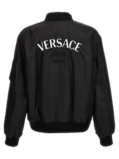 Shop Versace Logo Bomber Jacket Casual Jackets, Parka Black