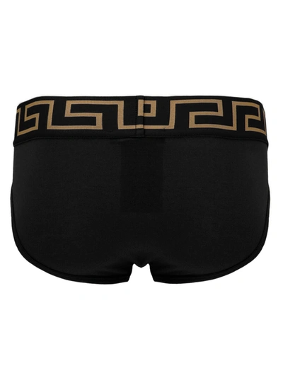 Shop Versace Logo Elastic Briefs Underwear, Body Black