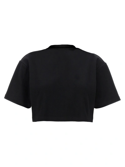 Off-white Off White Cropped T Shirt With Off Embroidery
