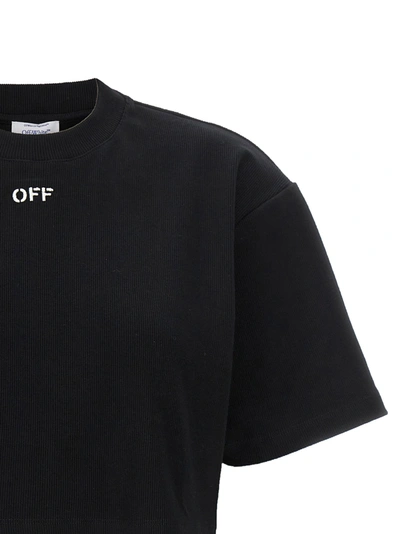 Off-white Off White Cropped T Shirt With Off Embroidery