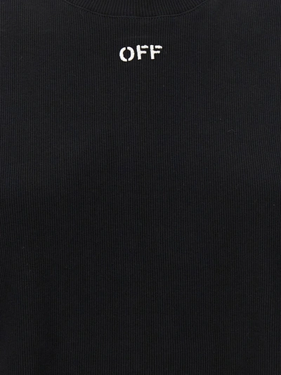 Off-white Off White Cropped T Shirt With Off Embroidery