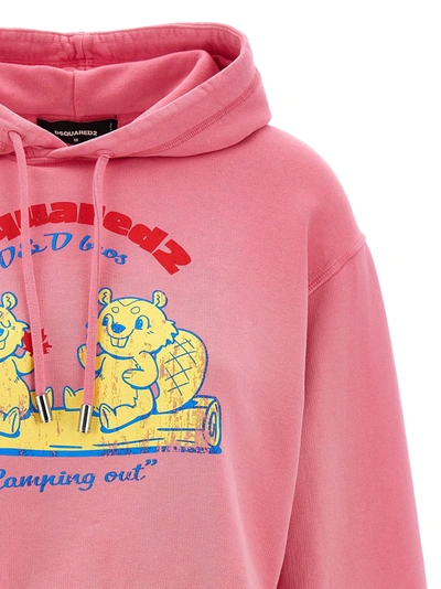 Shop Dsquared2 Printed Hoodie Sweatshirt Pink
