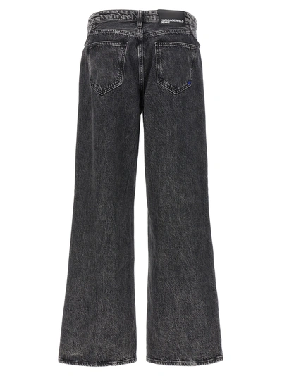 Shop Karl Lagerfeld Rhinestone Detail Jeans Black