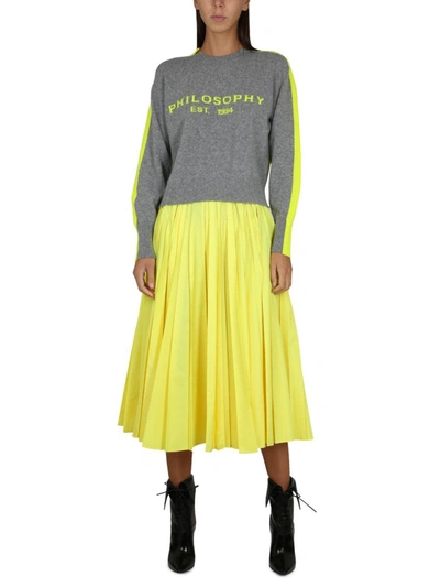 Shop Philosophy Di Lorenzo Serafini Taffeta Skirt In Yellow