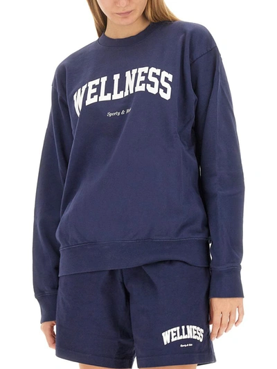 Shop Sporty And Rich Sporty & Rich Sweatshirt With Logo In Blue