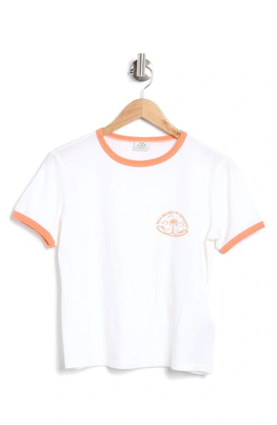 Shop Rvca Encinitas Cotton Graphic Ringer T-shirt In Vintage White
