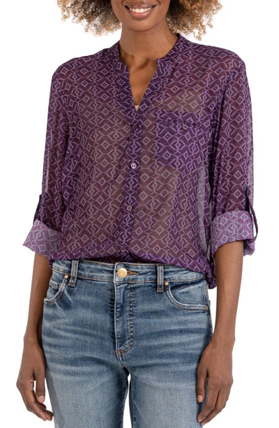 Shop Kut From The Kloth Jasmine Chiffon Button-up Shirt In Granada-aubergine