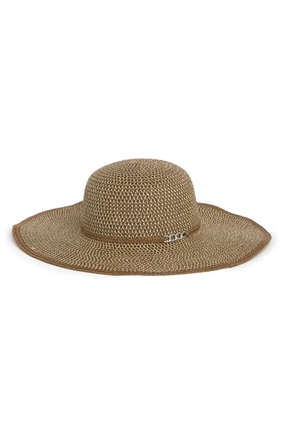 Shop Nordstrom Rack Two-tone Straw Floppy Hat In Brown Combo