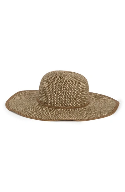 Shop Nordstrom Rack Two-tone Straw Floppy Hat In Brown Combo