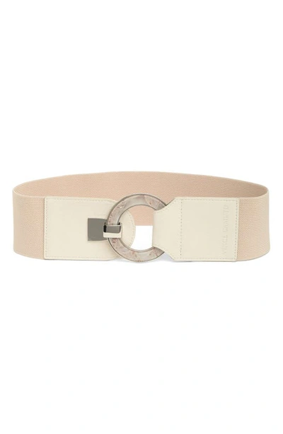 Shop Vince Camuto Resin O-ring Elastic Belt In Vanilla