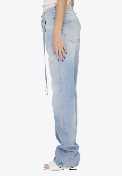 Attico Logo-ring Mid-rise Tapered Jeans In Blue