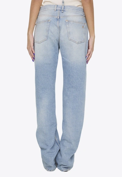 Attico Logo-ring Mid-rise Tapered Jeans In Blue