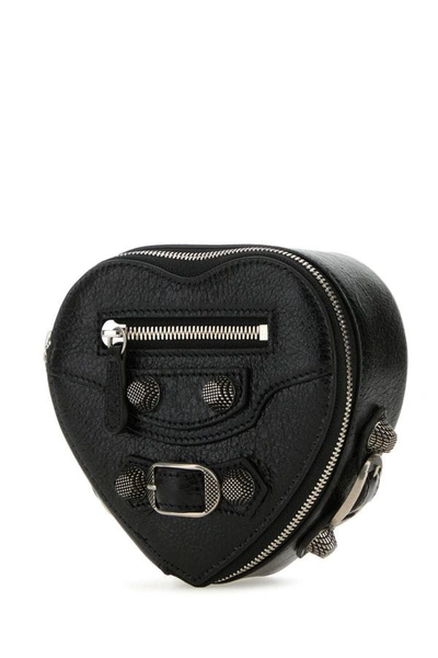 Shop Balenciaga Woman Black Leather Le Cagone Heart Jewel Case