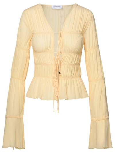 Shop Blumarine Woman  Ivory Viscose Shirt In Cream