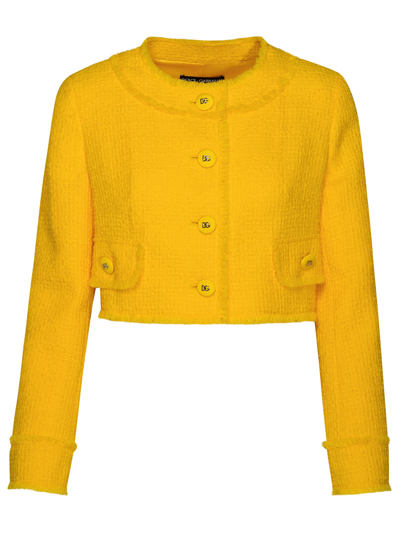 Shop Dolce & Gabbana Woman  Yellow Wool Jacket