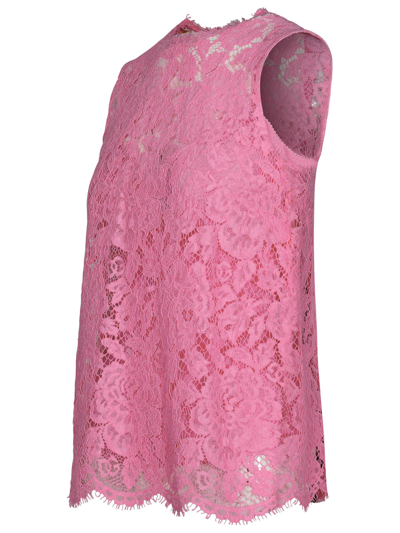 Shop Dolce & Gabbana Woman  Pink Viscose Blend Tank Top