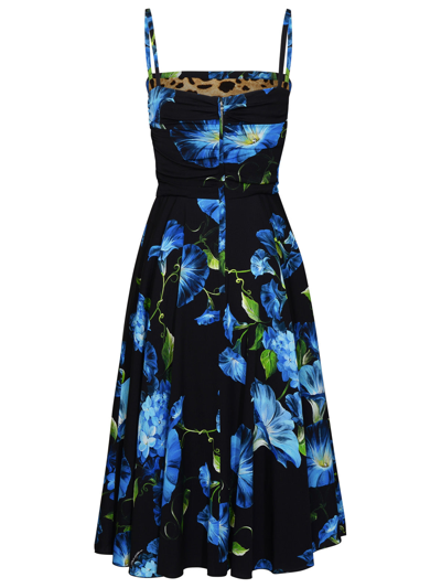 Shop Dolce & Gabbana Woman  Two-tone Silk Dress In Multicolor