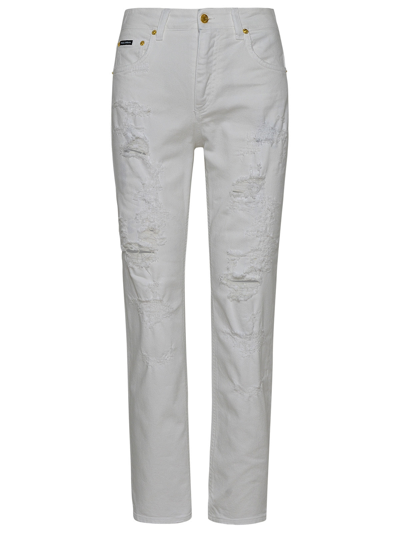 Shop Dolce & Gabbana Woman White Cotton Denim Jeans