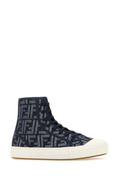 Shop Fendi Man Embroidered Fabric  Domino Sneakers In Multicolor