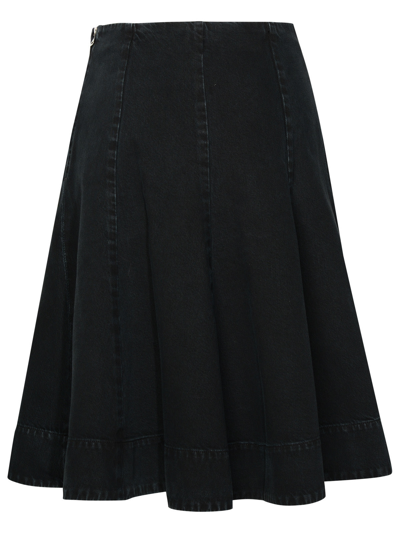 Shop Khaite Woman Black Cotton Blend Skirt