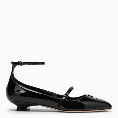 Shop Miu Miu Black Patent Leather Décolleté With Logo Women