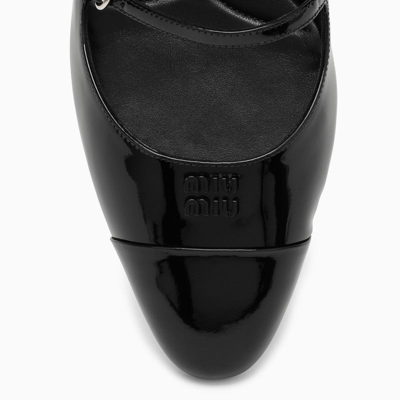 Shop Miu Miu Black Patent Leather Décolleté With Logo Women