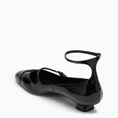 Miu Miu Black Patent Leather Décolleté With Logo In Black