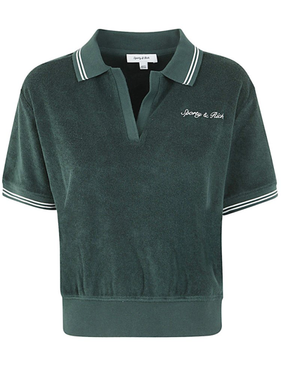 Shop Sporty And Rich Sporty & Rich Syracuse Logo Embroidered Polo Shirt In Green