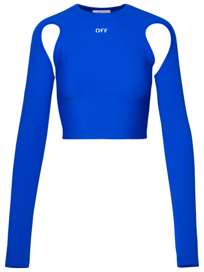 Shop Off-white Woman  Blue Polyamide Blend Sweater