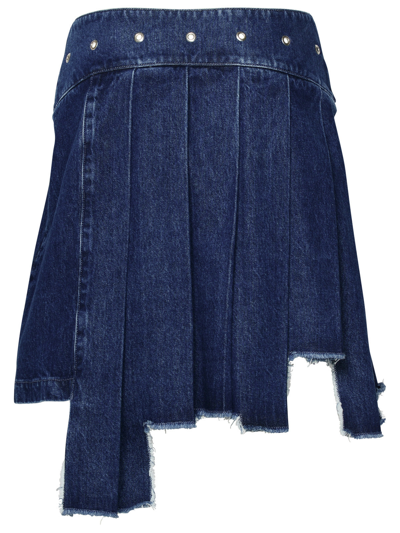 Shop Off-white Woman  Blue Demin Skirt
