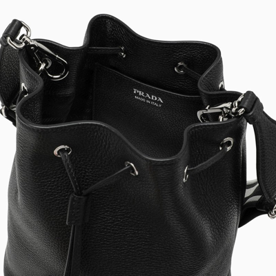 Shop Prada Black Leather Bucket Bag Women In Brown