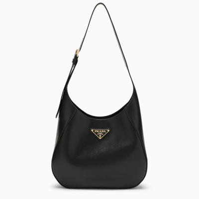 Shop Prada Black Leather Shoulder Bag Women In Brown