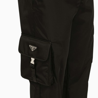 Shop Prada Black Re-nylon Cargo Trousers Men In Brown