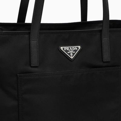 Shop Prada Black Re-nylon Tote Bag Women In Brown