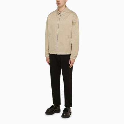Shop Prada Lightweight Cotton Jacket In Rope Colour Men In Cream