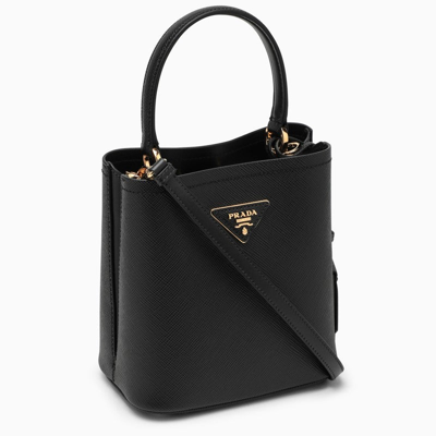 Shop Prada Panier Small Bag In Black Saffiano Women In Brown