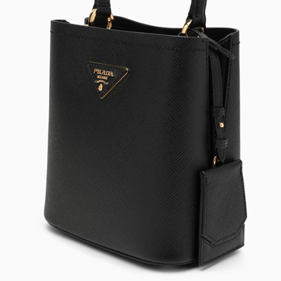 Shop Prada Panier Small Bag In Black Saffiano Women In Brown