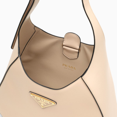 Shop Prada Travertine-coloured Leather Shoulder Bag Women In Cream