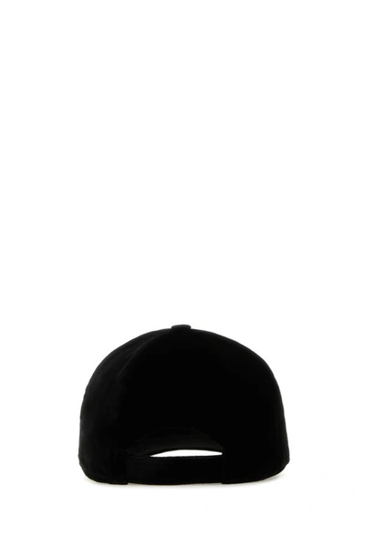 Shop Prada Woman Black Velvet Baseball Cap