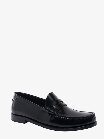 Shop Saint Laurent Man Monogram Man Black Loafers