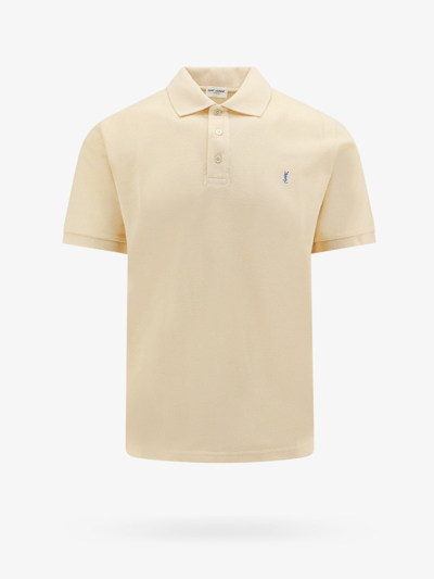 Shop Saint Laurent Man Polo Shirt Man Beige Polo Shirts In Cream