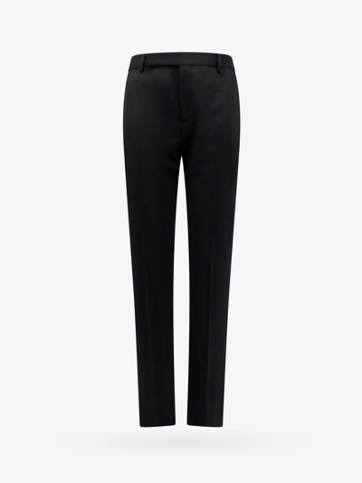 Saint Laurent Sustainable Virgin Wool Trouser With Frontal Pinces In Black