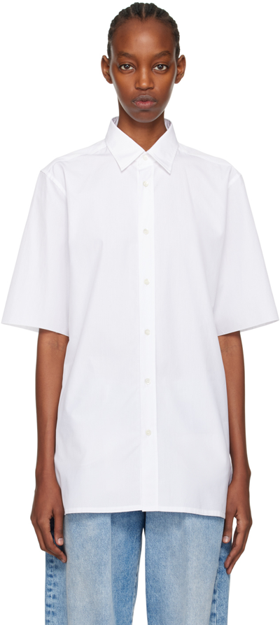 Shop Maison Margiela White Button Up Shirt In 100 White