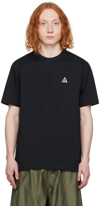Shop Nike Black Embroidered T-shirt