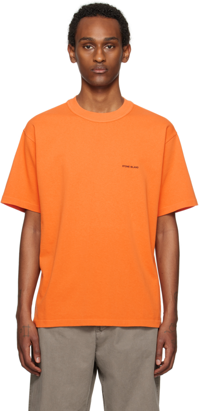 Shop Stone Island Orange Bonded T-shirt In V0032 Orange