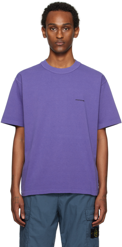 Shop Stone Island Purple Bonded T-shirt In V0047 Lavender