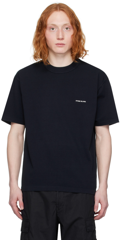 Shop Stone Island Navy Bonded T-shirt In V0020 Navy Blue